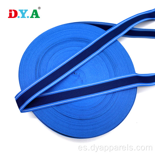 Corizas a rayas de 22 mm de cinta de poliéster azul para coser